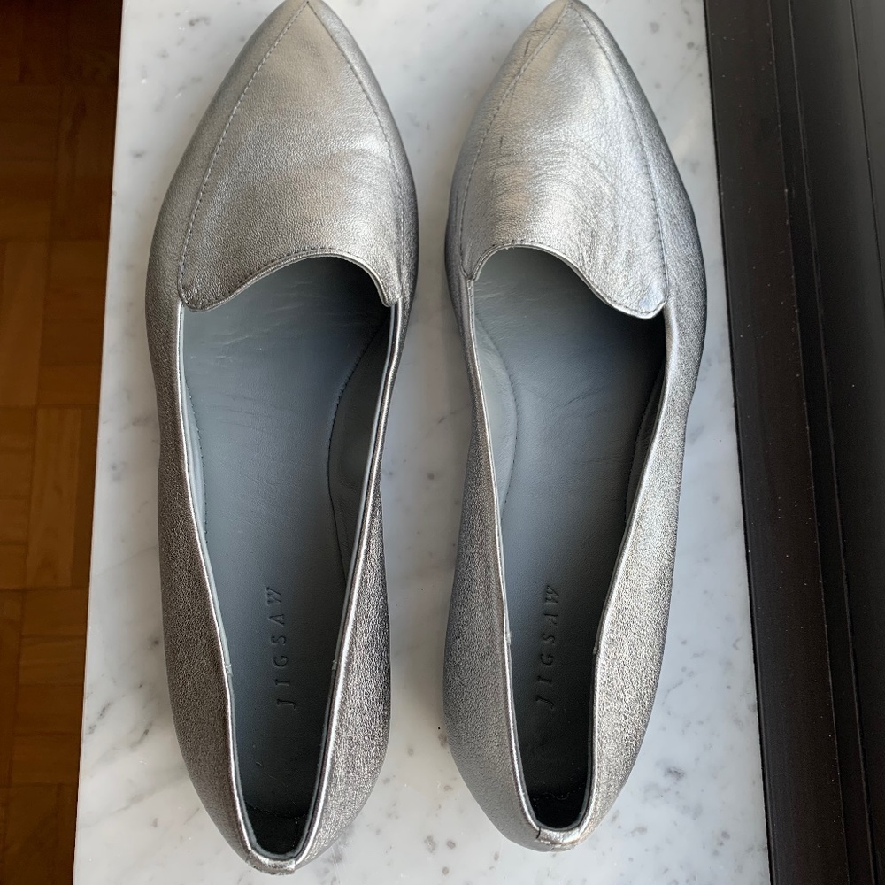 Silver Loafers by Jigsaw, size 9